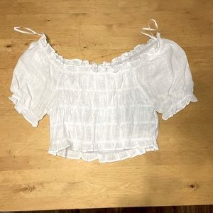 Mustard Seed Peasant Crop Top White Sz Medium